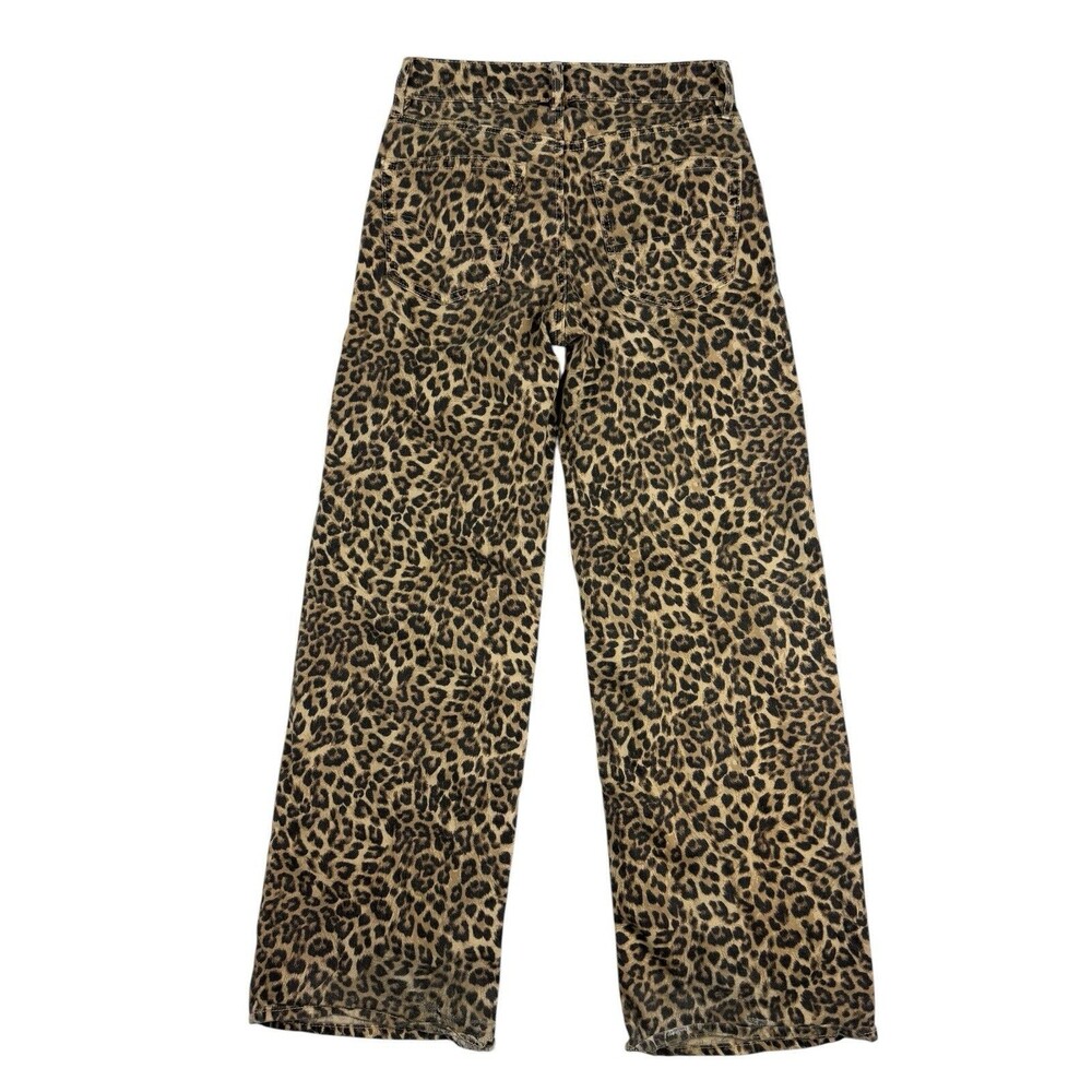 American Eagle Low Rise Baggy Wide Leg Leopard Print Jeans Women’s Size 00 - Picture 7 of 9